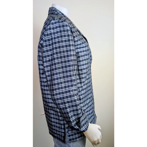 NEW Josephine Chaus Silk Blazer 12 Blue Gray Check Distinctive Charm Career - Picture 6 of 9